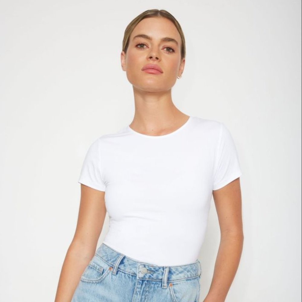 NWT Dynamite Bright White Fitted Tee XXS and XL